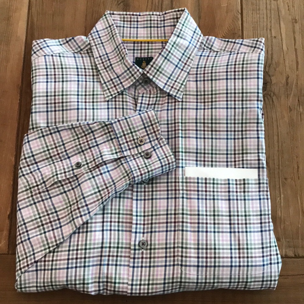 Robert Talbott Men’s Large Button Down Plaid Shirt